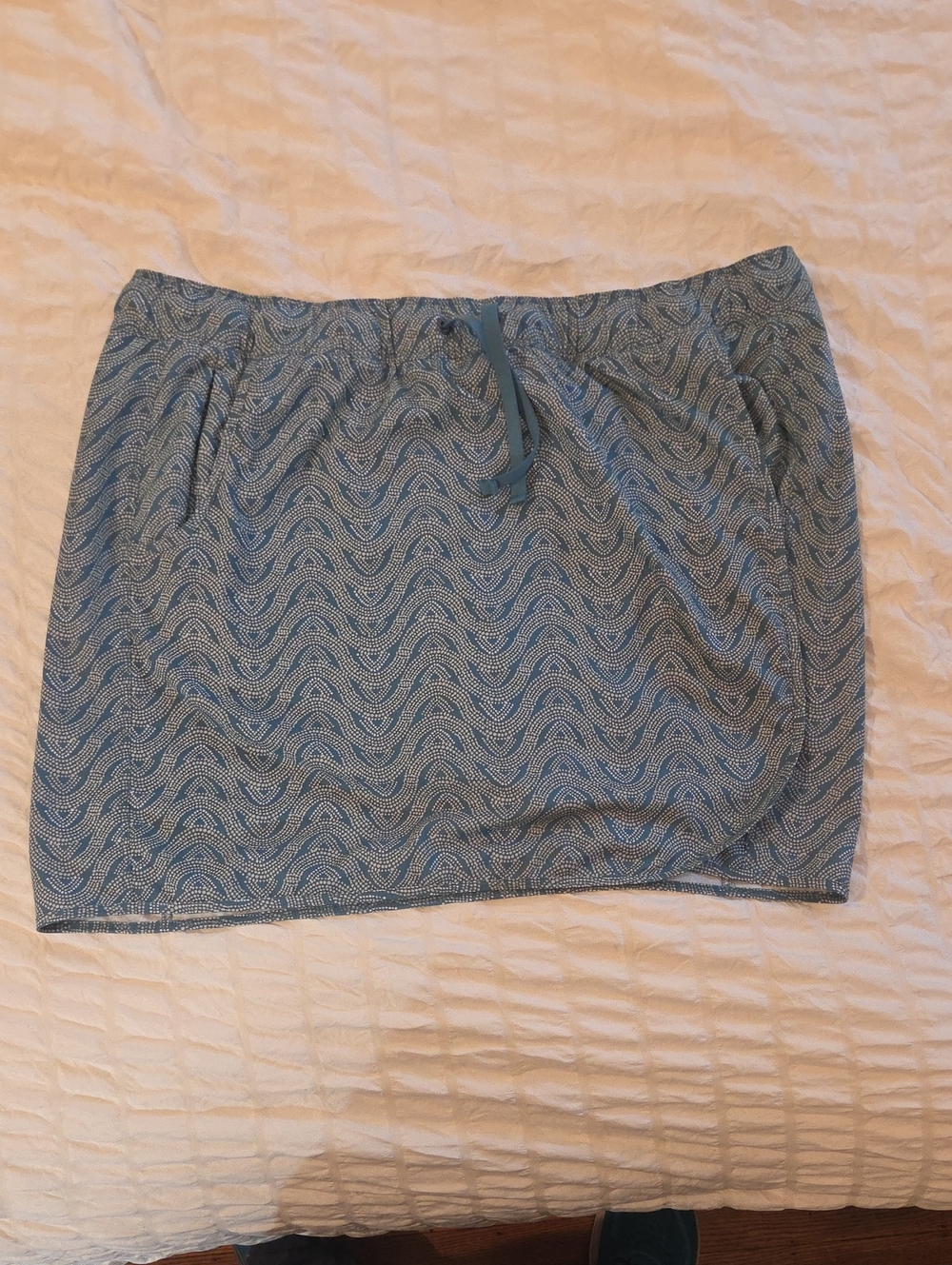 Patagonia Blue Wave-Pattern Drawstring Mini Skort